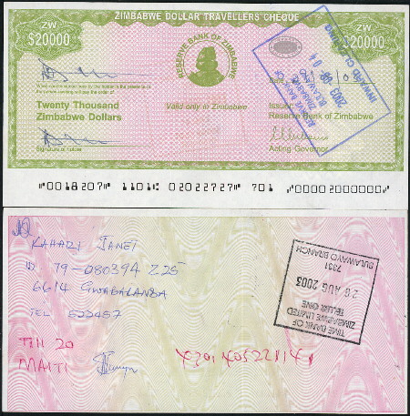 20,000 dollars  (85) AU-UNC Banknote