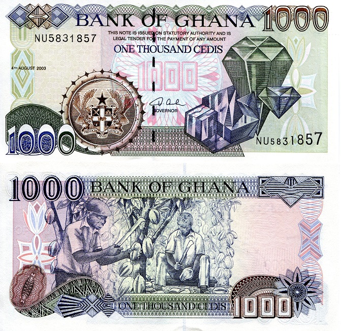 1,000 cedis  (85) AU-UNC Banknote