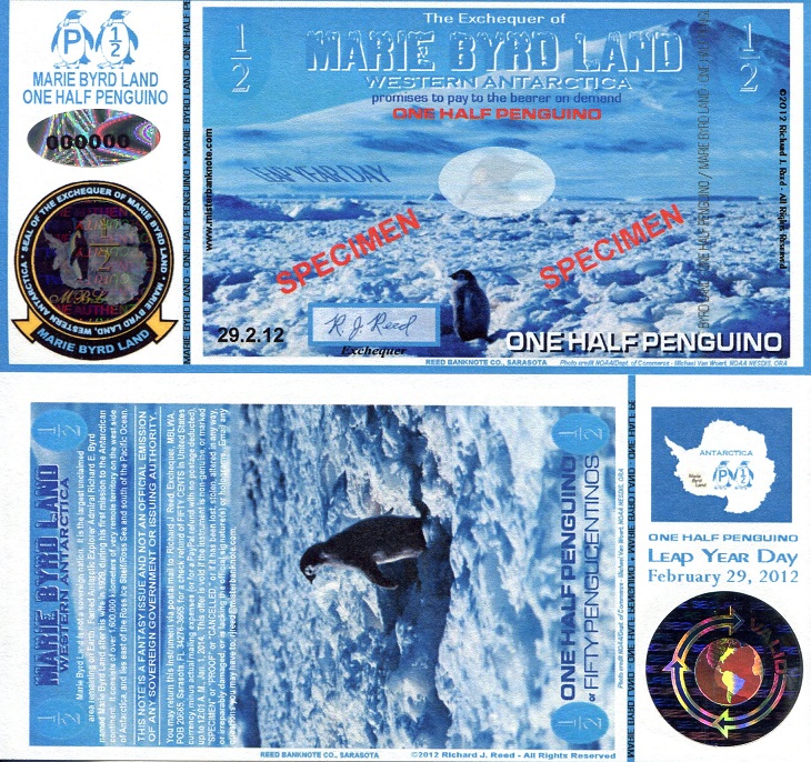 1/2 Penguino  (90) UNC Banknote