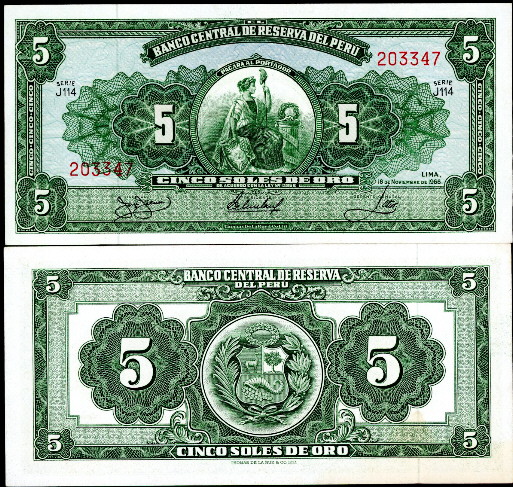 5 soles de oro  (70) EF Banknote
