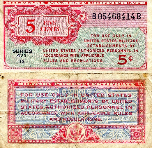 5 cents  (45) VG-F Banknote