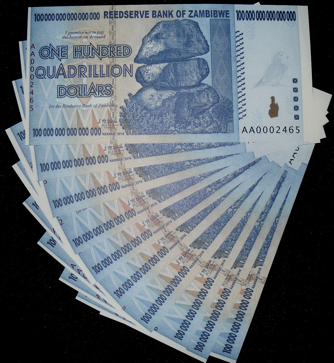 100,000,000,000,000,000 dollars  (90) UNC Banknote