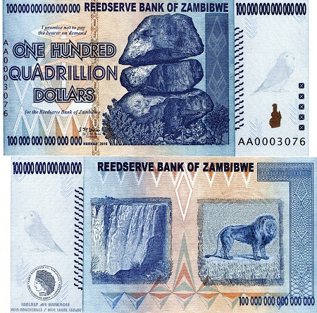 100,000,000,000,000,000 dollars  (90) UNC Banknote